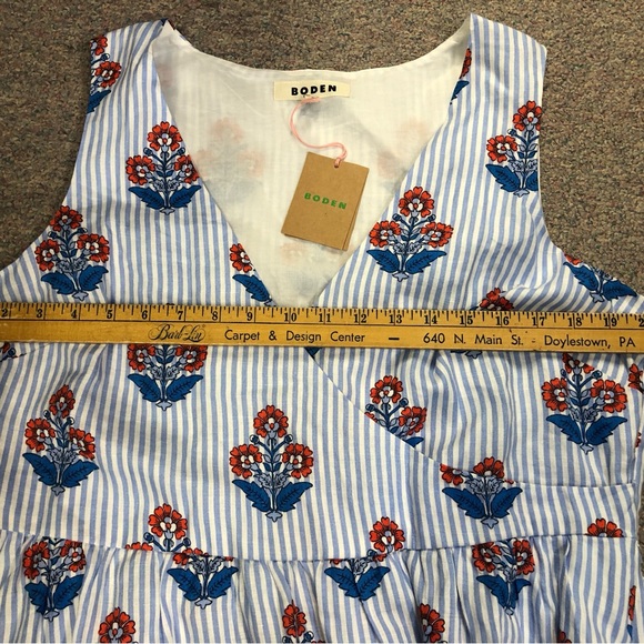 Boden Blue Wrap Tie Front 100% Linen Sundress - Picture 8 of 9